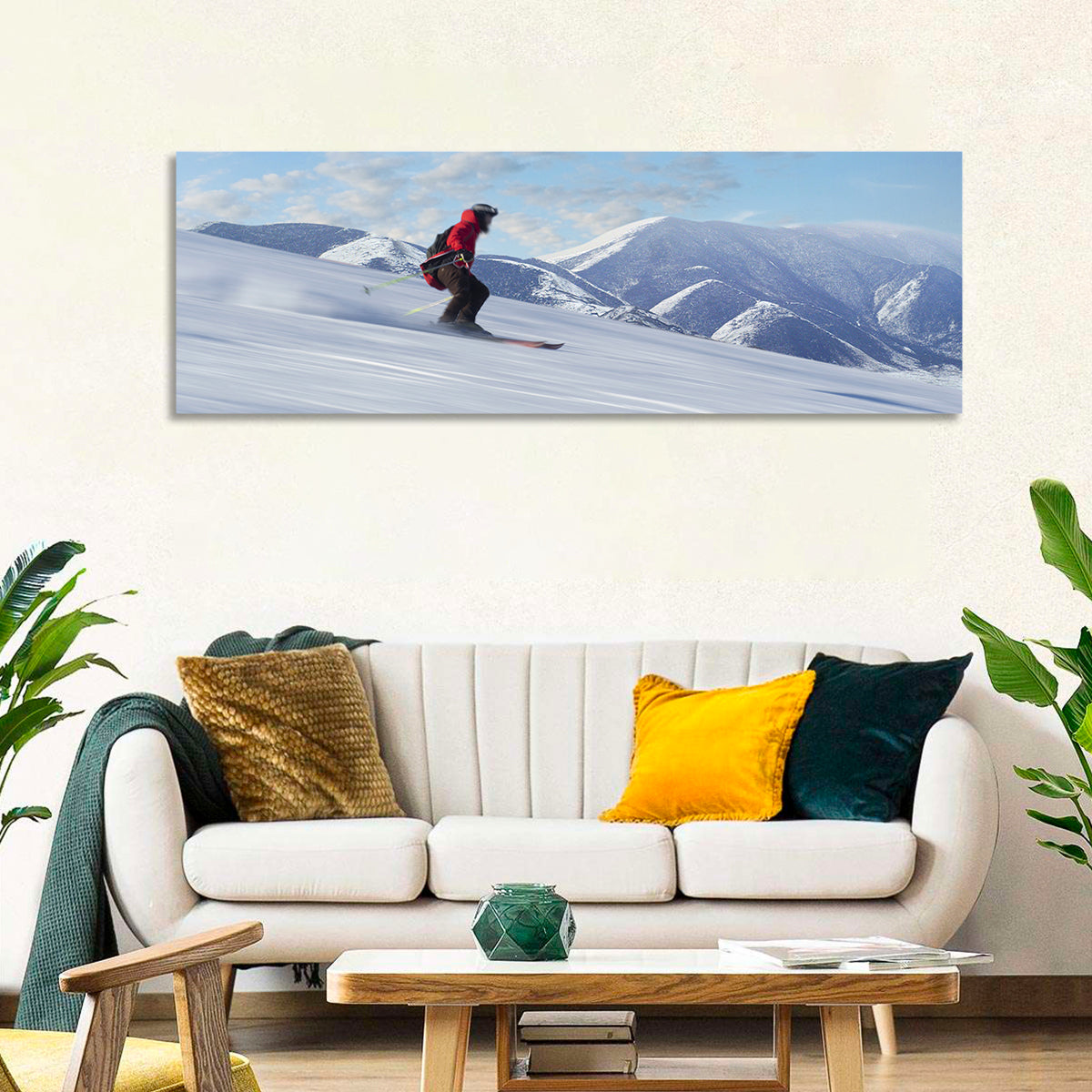 Skier on Snowy Mountain Slope Wall Art