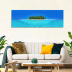 Turquoise Atoll Sandbar with Palm Trees Wall Art