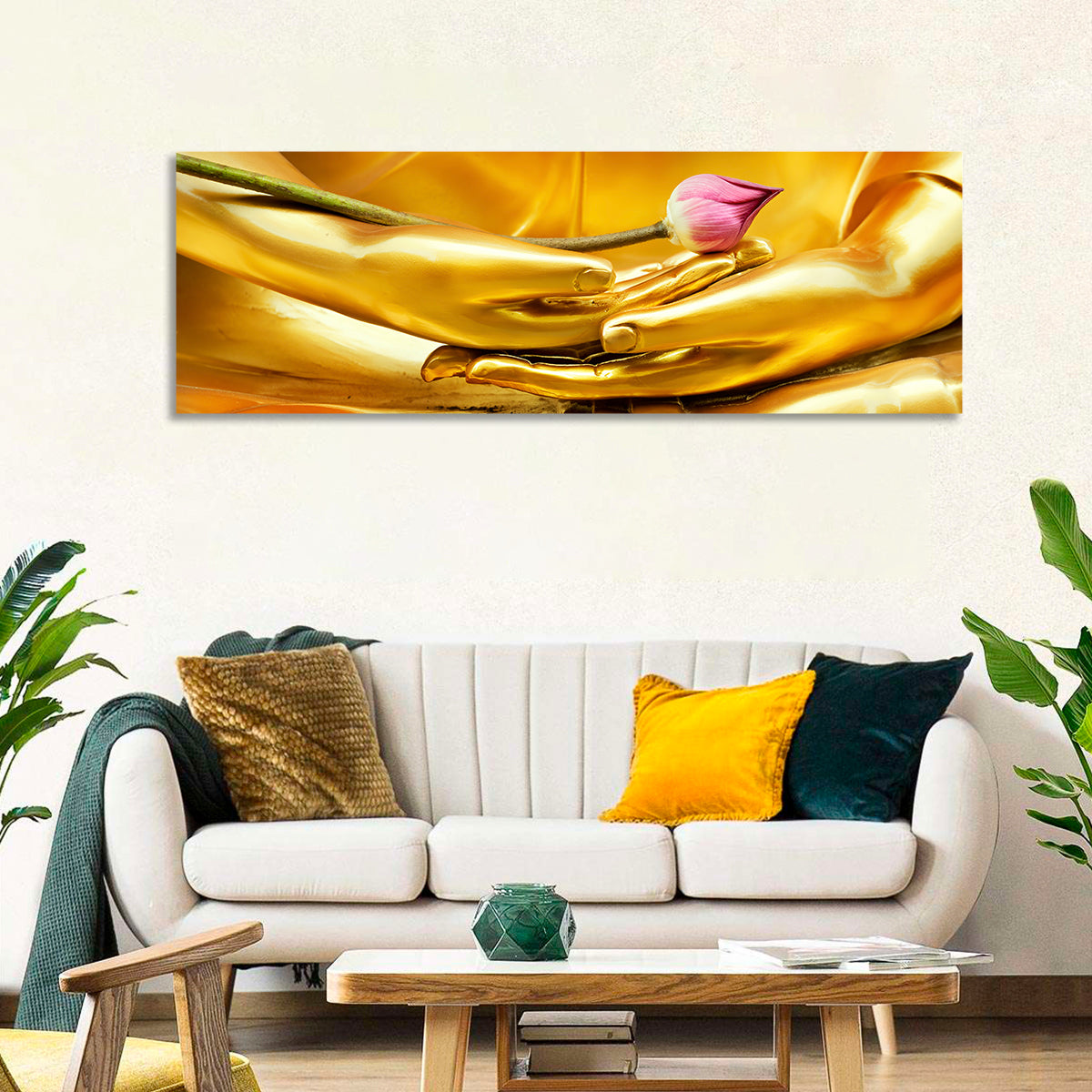 Buddha Hands with Lotus Wall Art