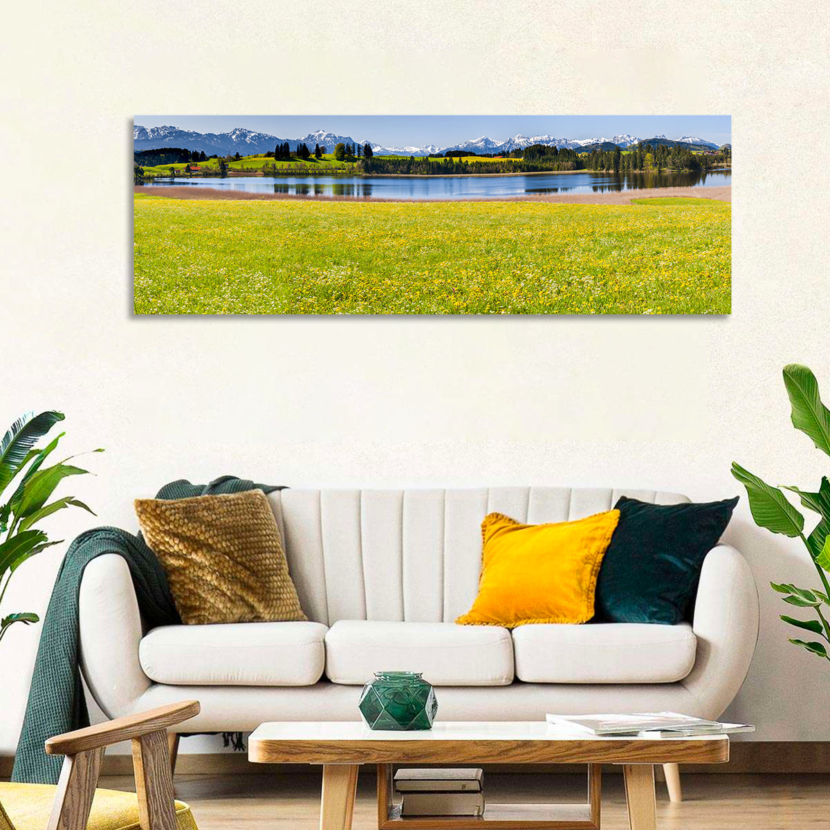 Alpine Lake Meadow with Dandelions Wall Art