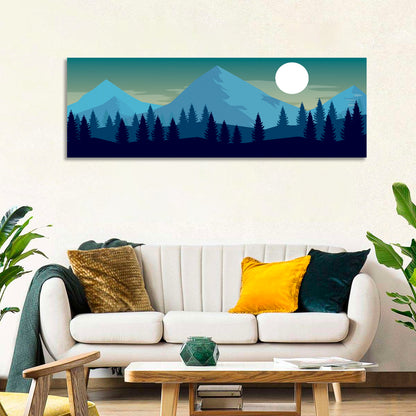 Moonlit Snowy Mountain Forest Wall Art