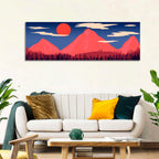 Crimson Sun Over Blue Mountains Wall Art