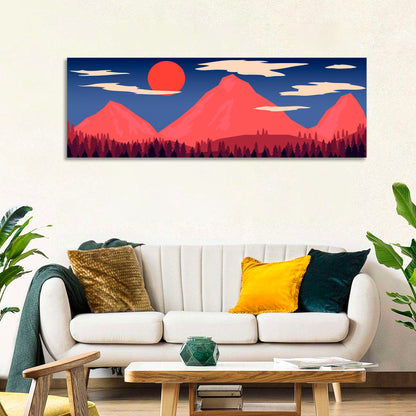 Crimson Sun Over Blue Mountains Wall Art