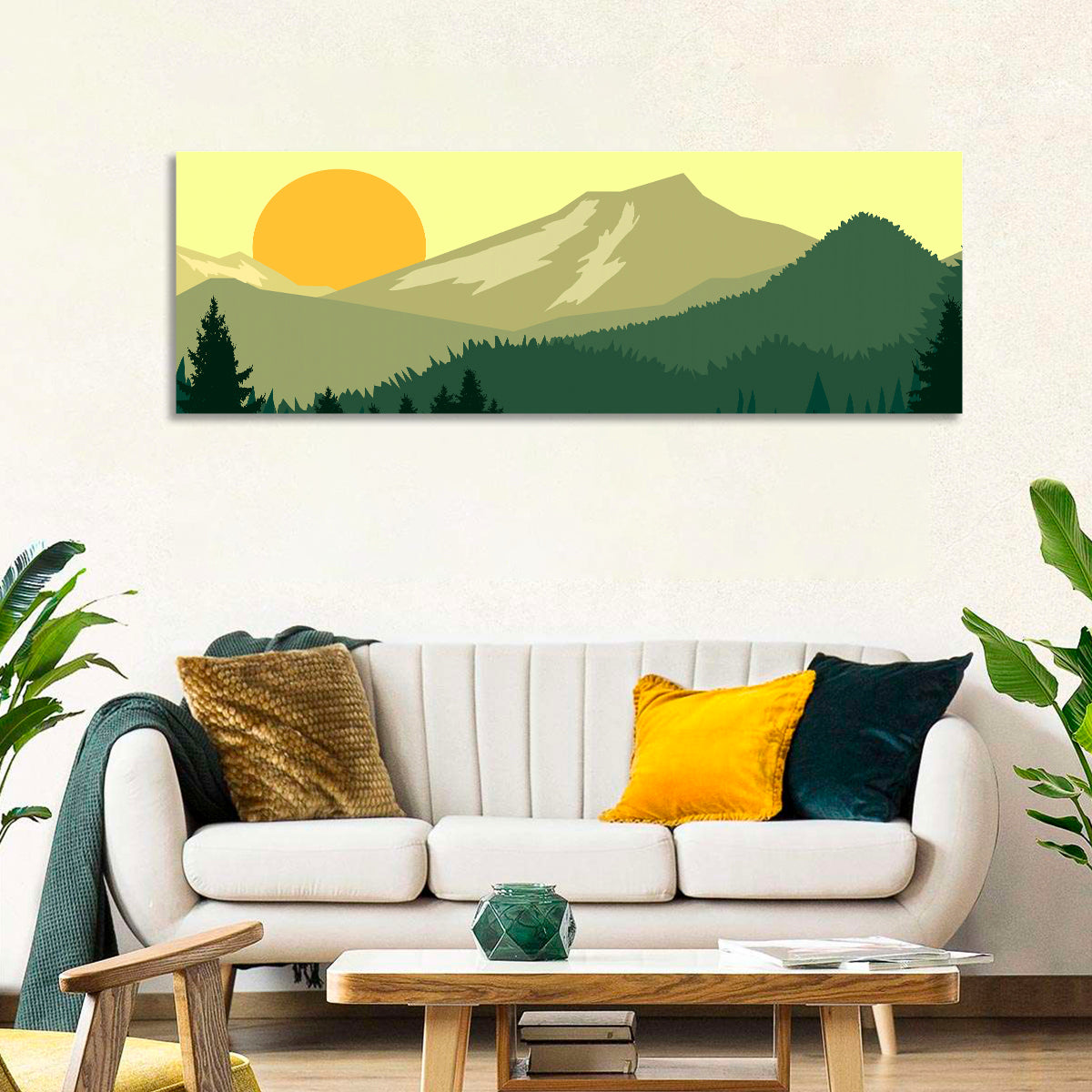 Sunset Over Green Mountains Wall Art