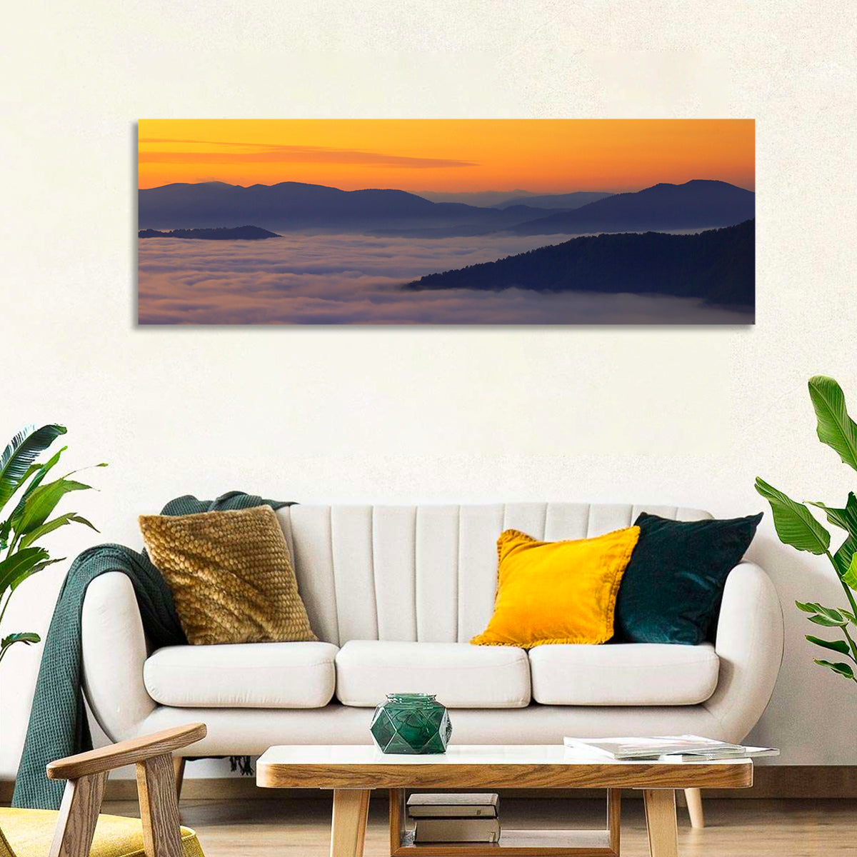 Cloud Sea Over Mountains at Golden Dawn Wall Art