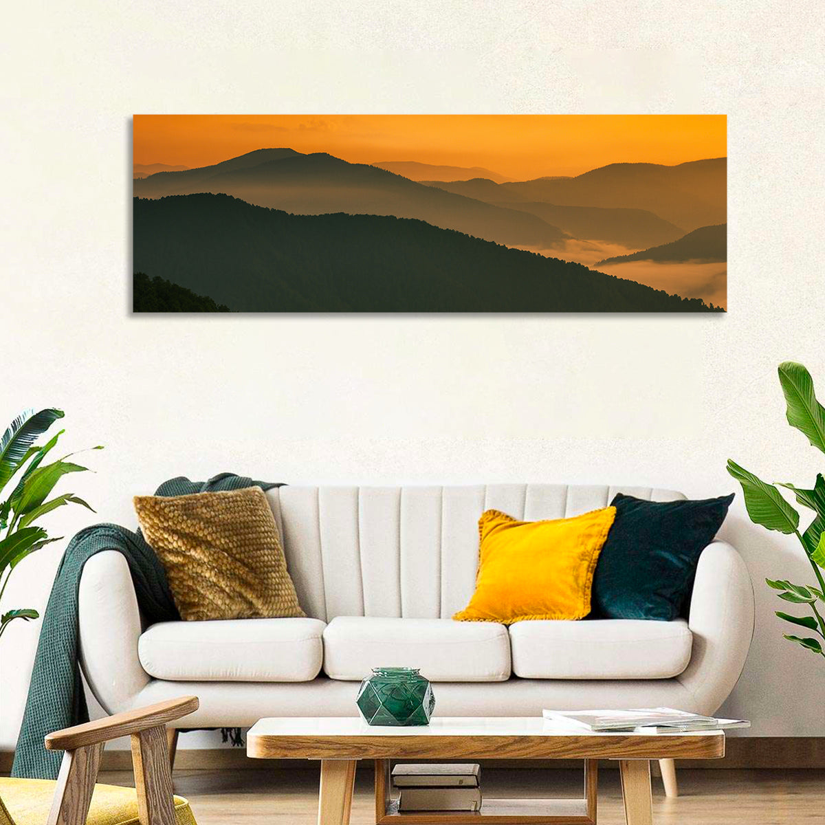 Golden Mist Mountain Valley Wall Art