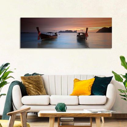 Phi Phi Longtail Boats at Golden Hour Wall Art