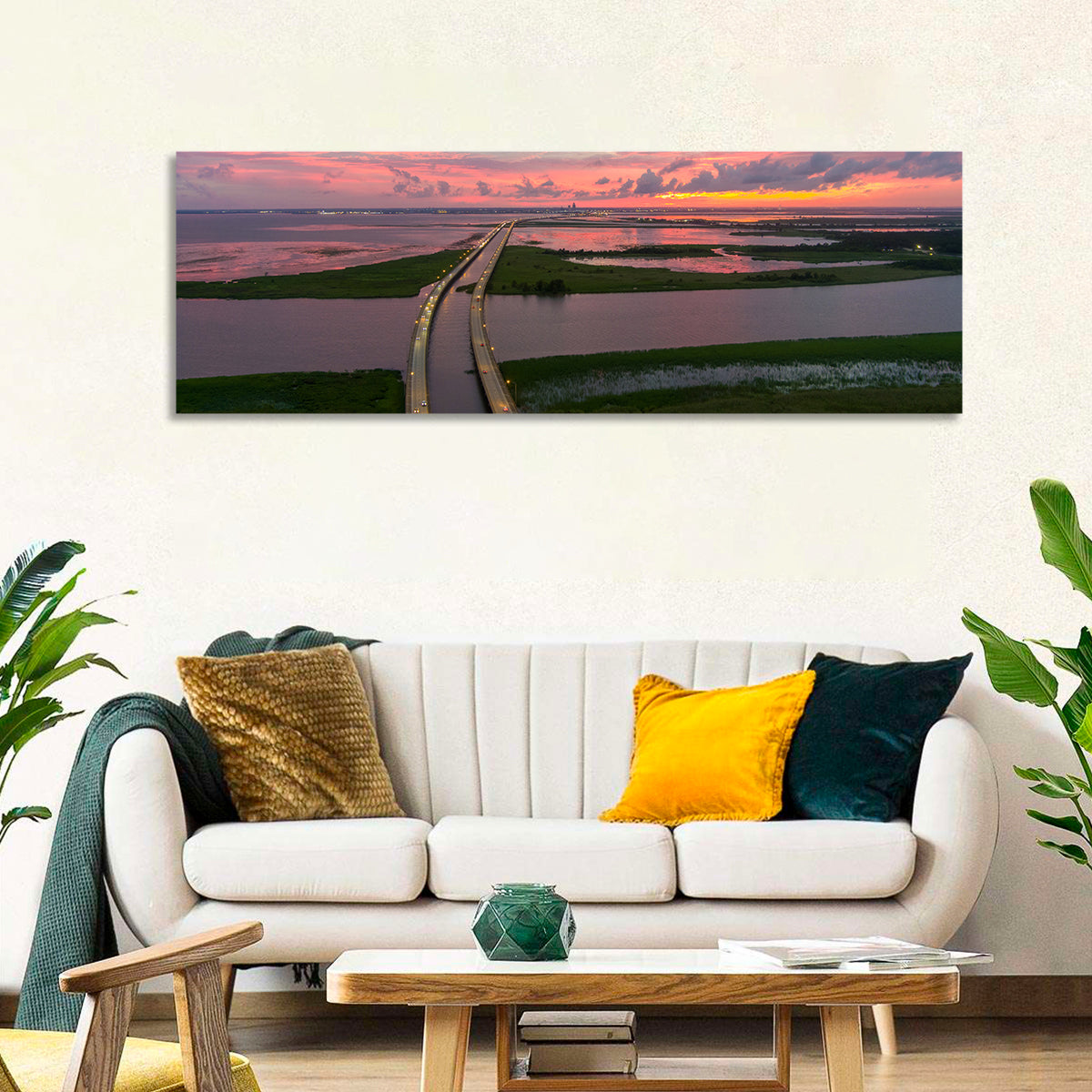 Mobile Bay Causeway at Dusk Wall Art