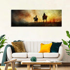 Silhouetted Horse Riders at Sunset Wall Art