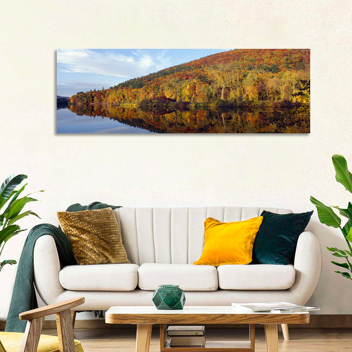 Connecticut River Wall Art in a room, panoramic