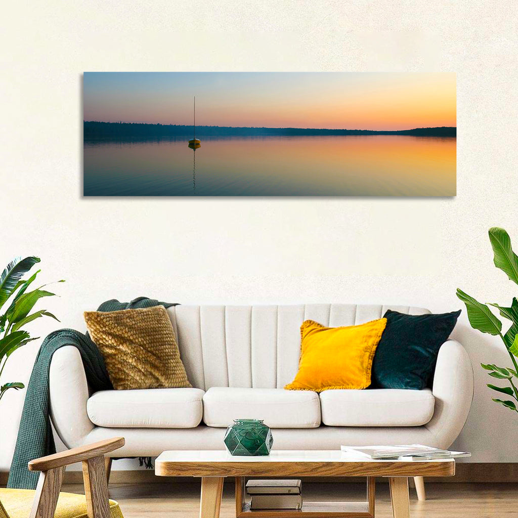 Cyprus Lake Sunset Boat Wall Art