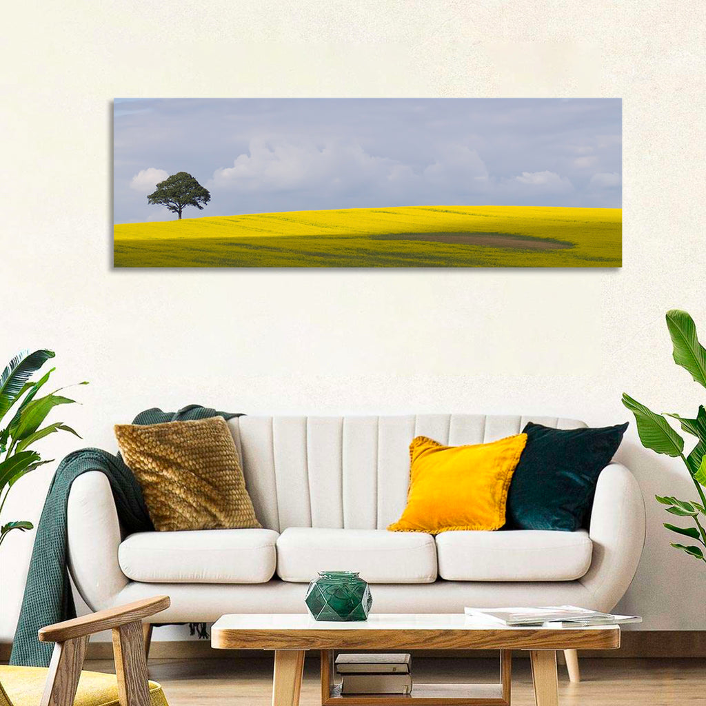 Solitary Tree Over Rapeseed Field Wall Art