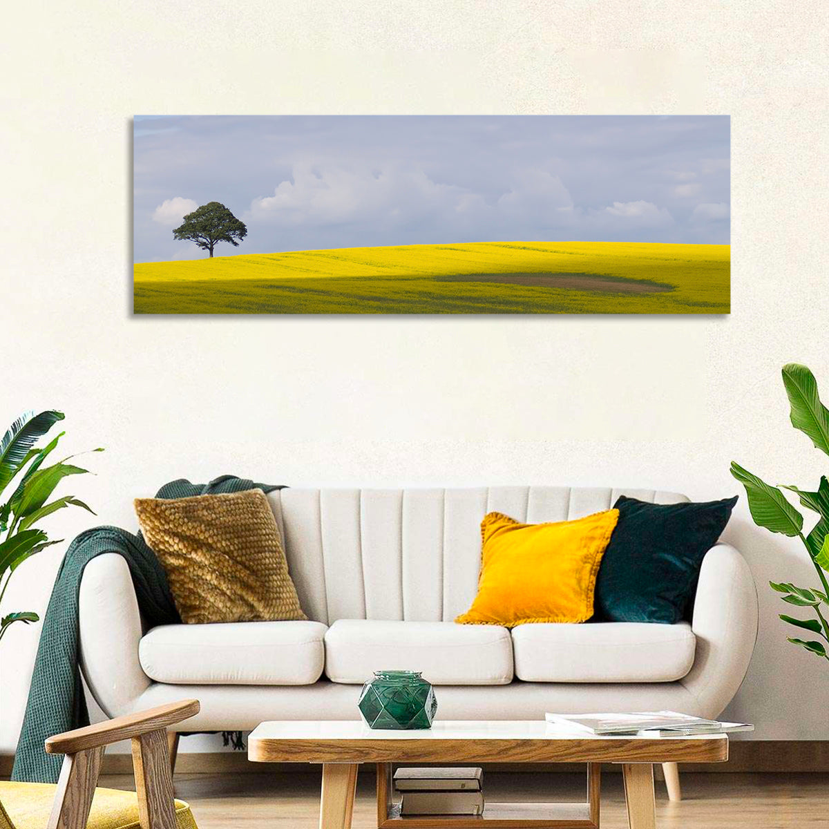 Solitary Tree Over Rapeseed Field Wall Art