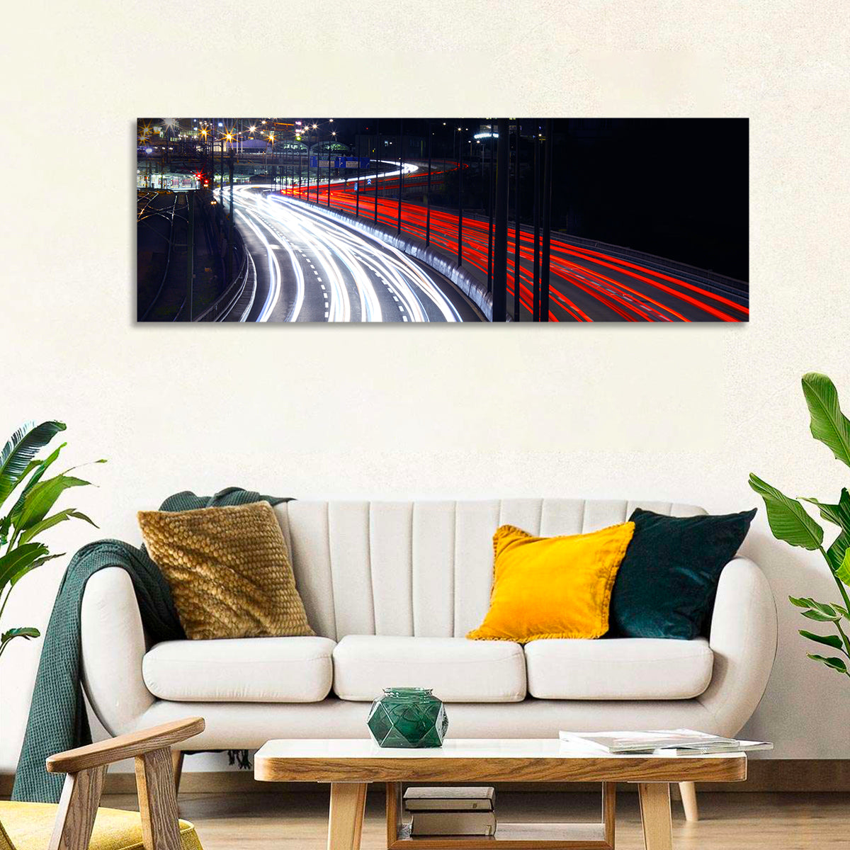Night Highway Light Trails Wall Art