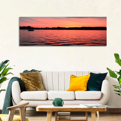 Lake James Sunset with Boat Wall Art