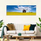 Red Barn in Golden Wheat Field Wall Art