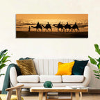 Camel Caravan Silhouette on Wet Sand Wall Art
