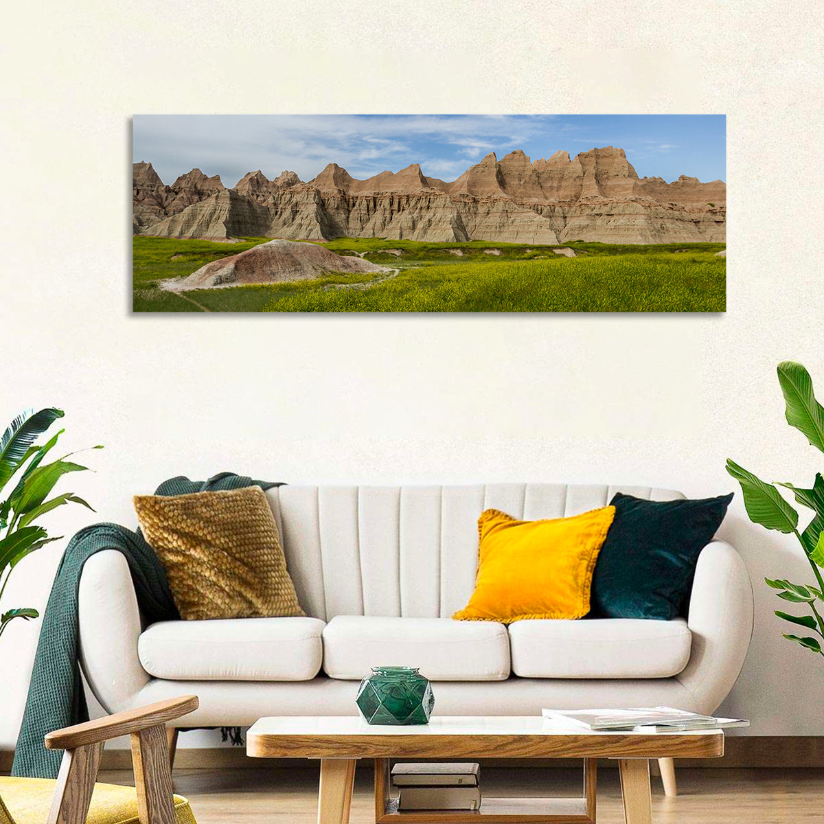 Badlands Meadow and Rock Formations Wall Art