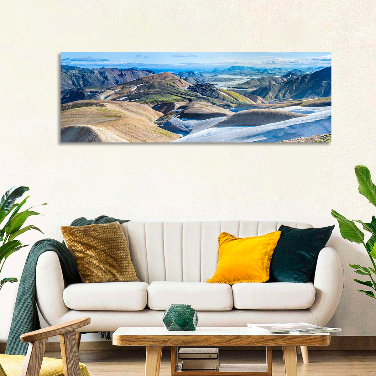 Rhyolite Mountain Range Wall Art in a room, panoramic