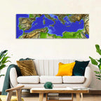 Mediterranean Sea Shaded Relief Map Wall Art
