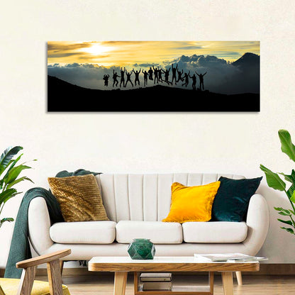 Golden Team Silhouettes at Sunset Wall Art