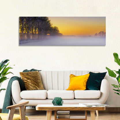 Foggy Winter Sunset Wall Art