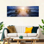 Sunlit Wooden Jetty at Dusk Wall Art