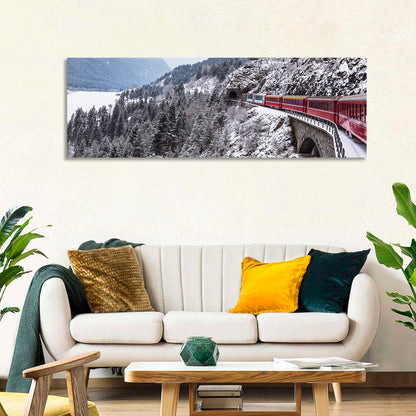 Red Train at Landwasser Viaduct Wall Art