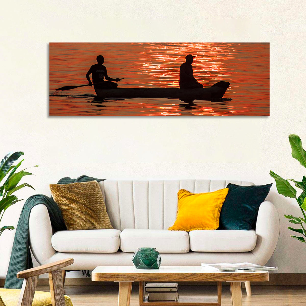 Sunset Canoe Silhouette Wall Art