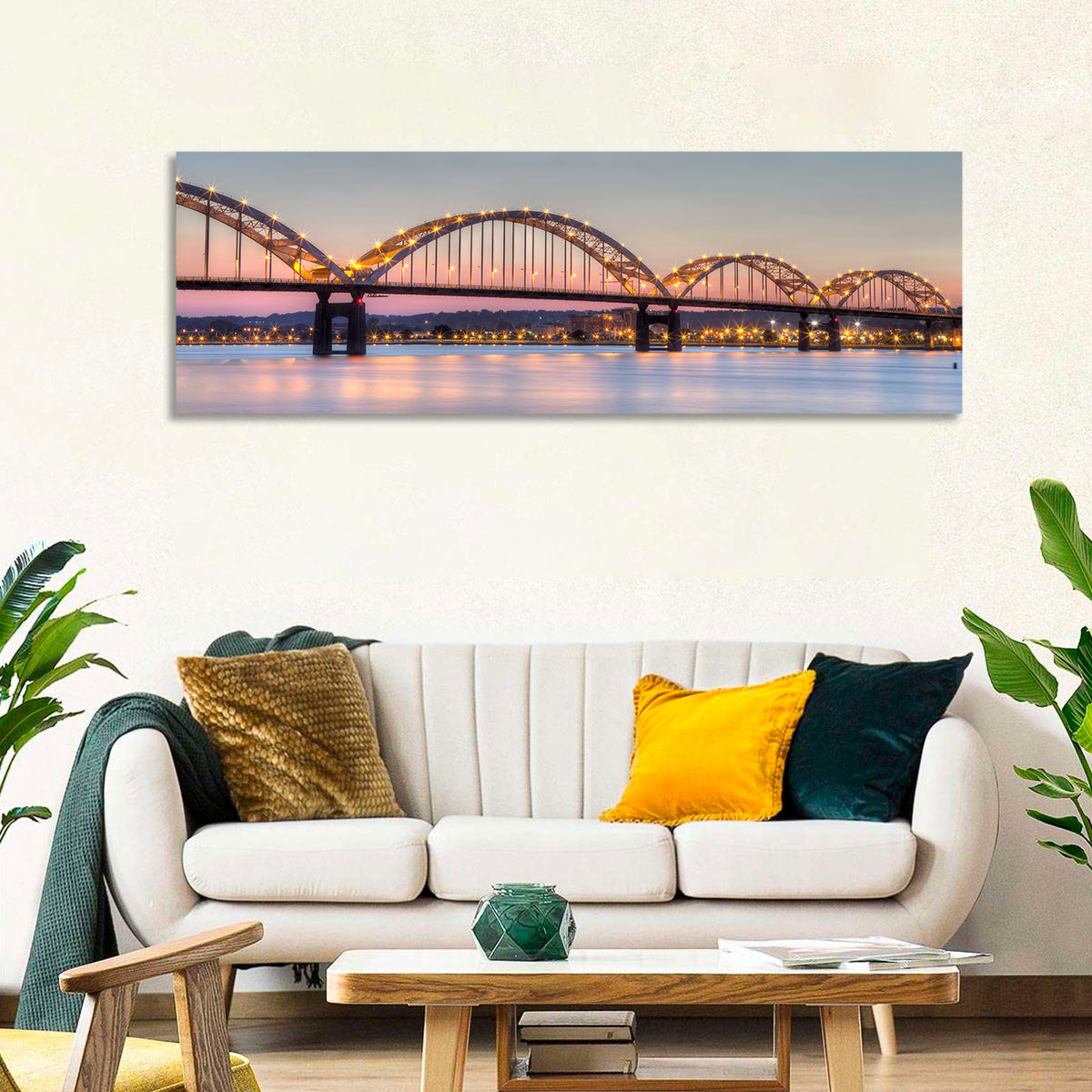 Centennial Bridge at Twilight Wall Art in a room, panoramic