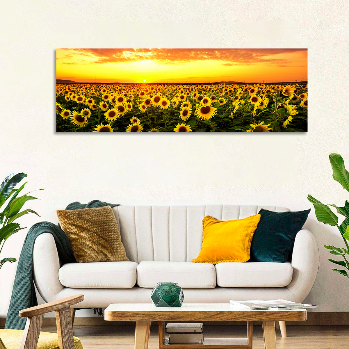 Sunflower Field Sunset Wall Art