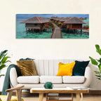 Overwater Bungalows Boardwalk Over Turquoise Sea Wall Art