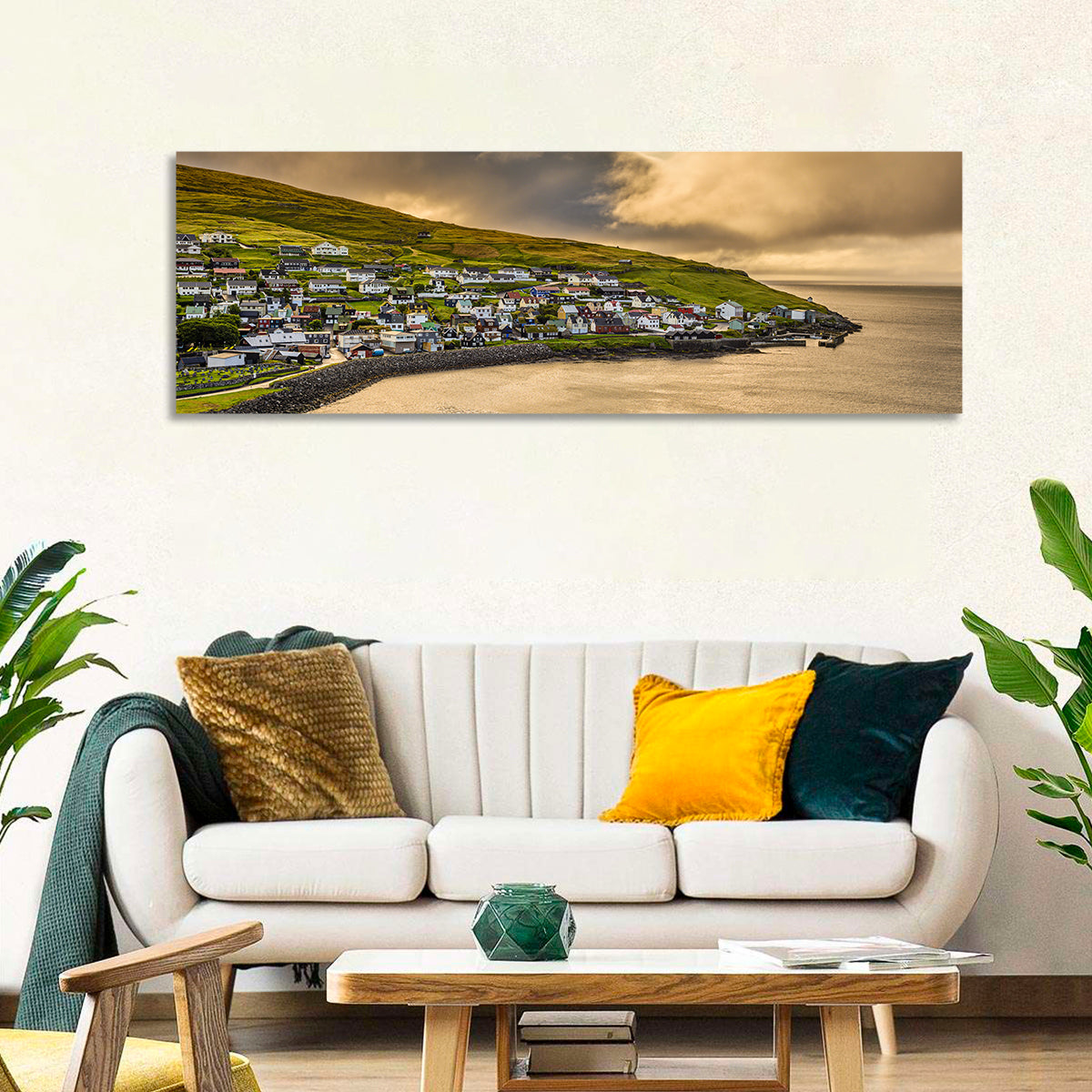 Coastal Village at Golden Hour Wall Art