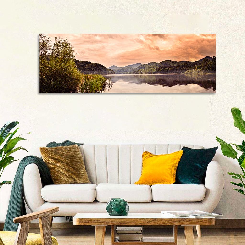 Cloudy Lake at Golden Hour Wall Art