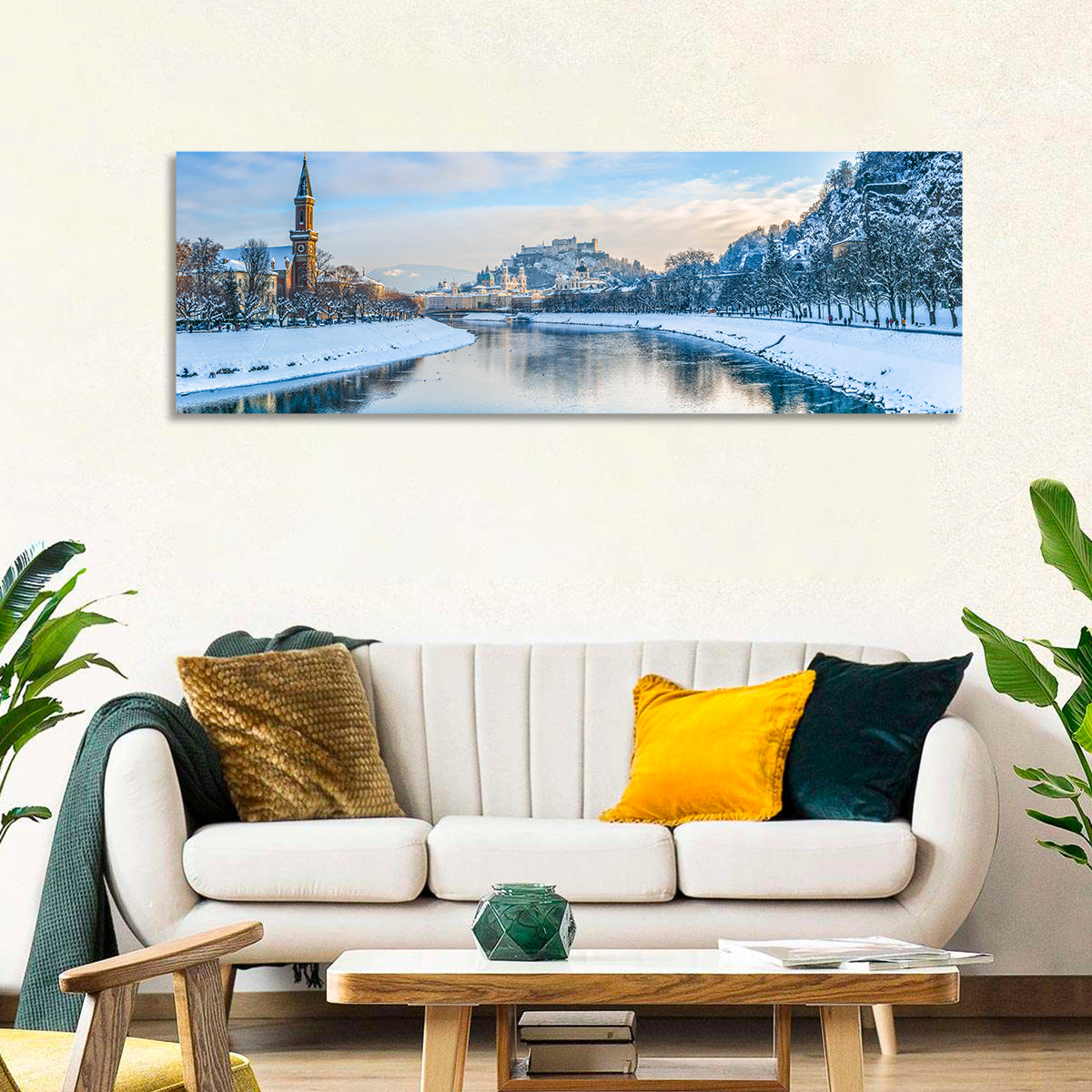 Salzach River, Salzburg Wall Art in a room, panoramic