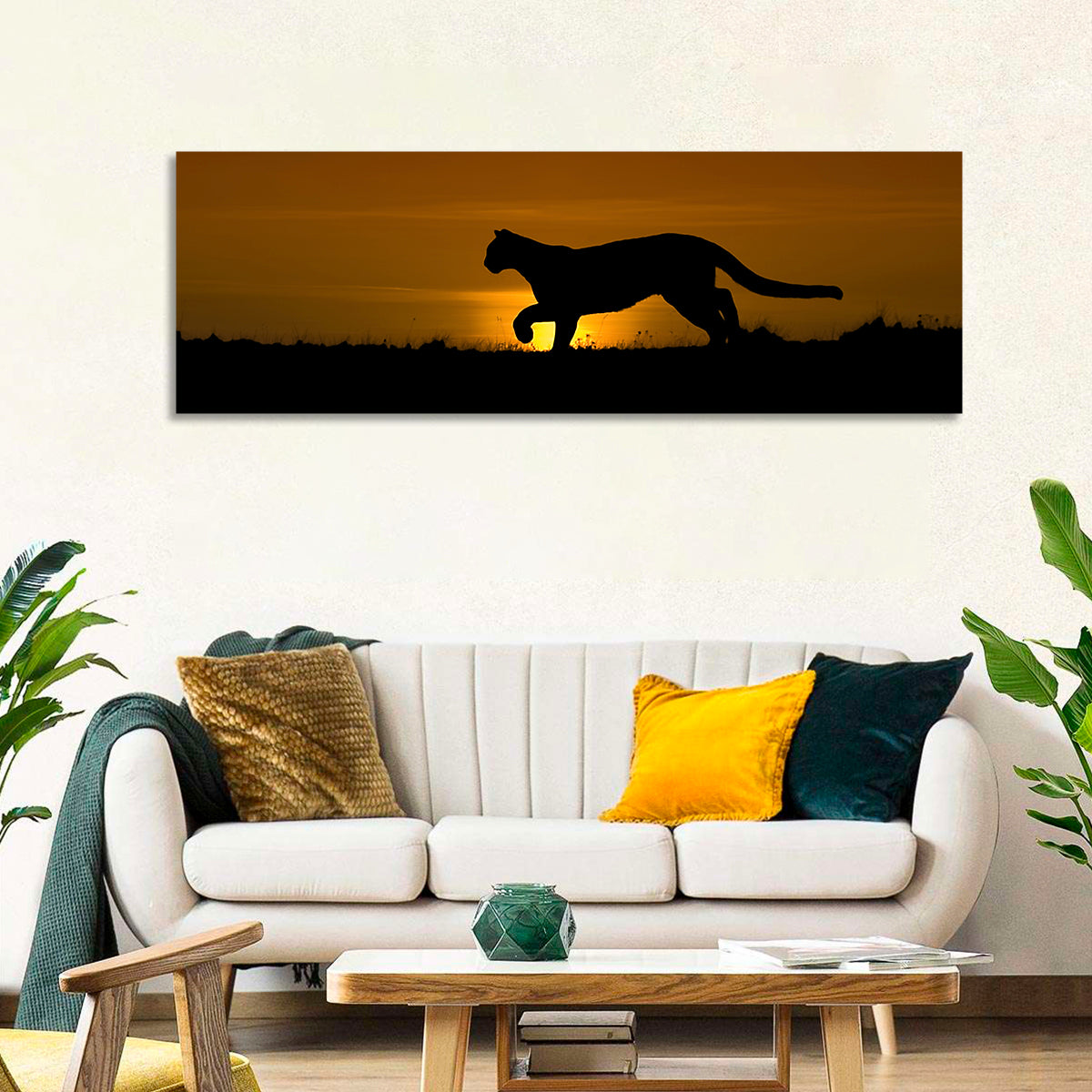 Cougar Silhouette at Sunset Wall Art