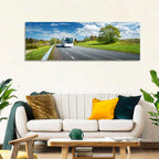 White Bus on Meadow Road Wall Art