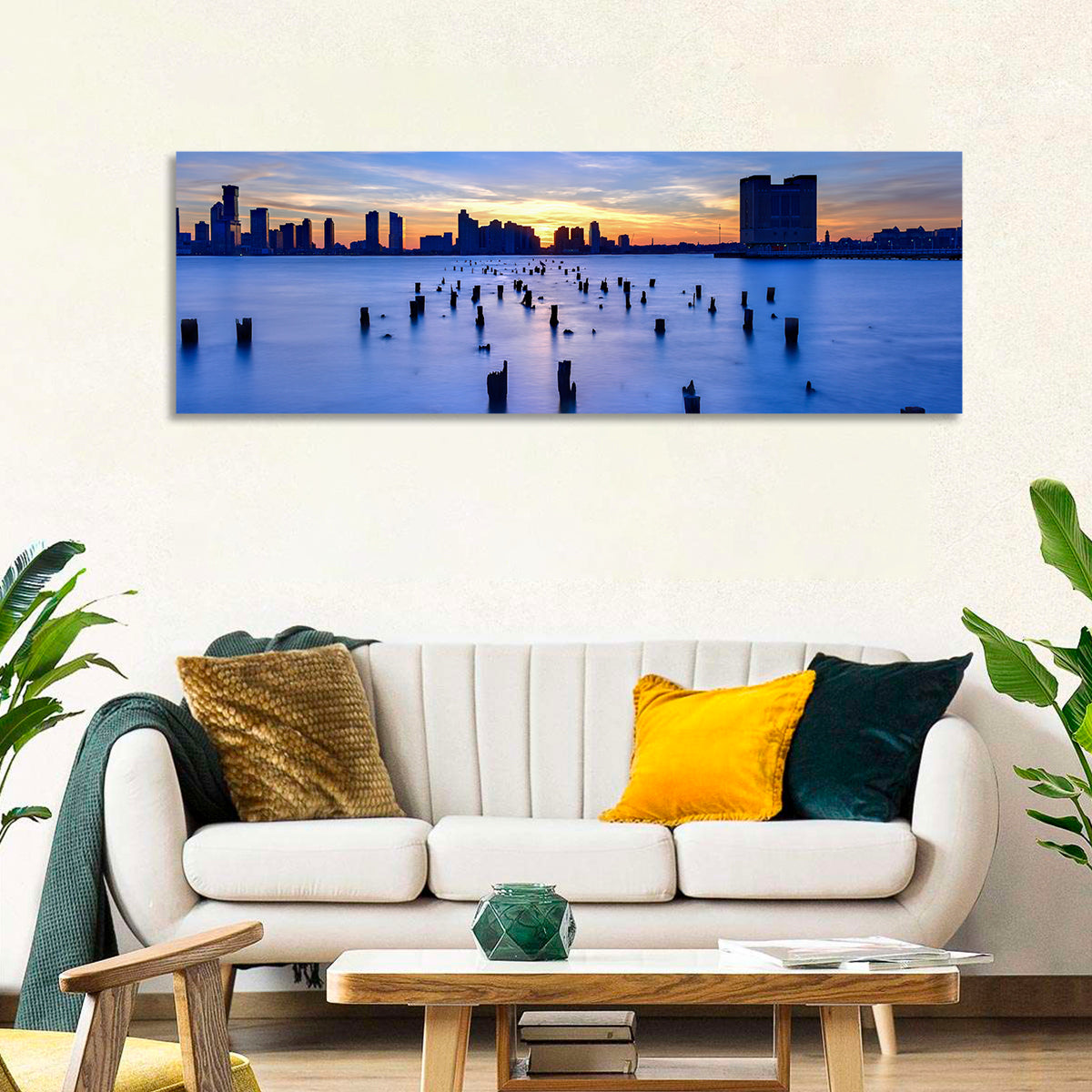 Jersey City Skyline at Dusk Wall Art
