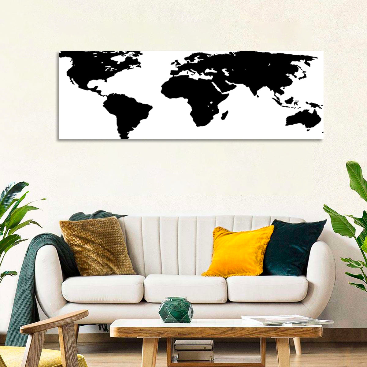 Minimalist Black World Map Wall Art