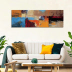 Patchwork Leaves in Blue and Orange Wall Art