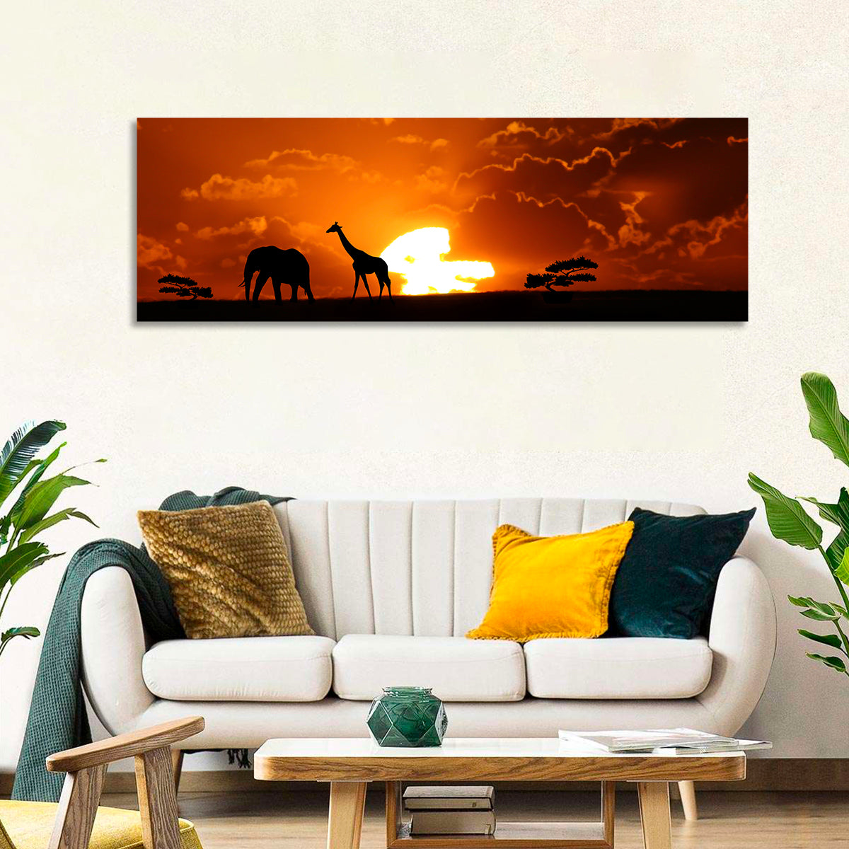 Safari Sunset Silhouettes Wall Art