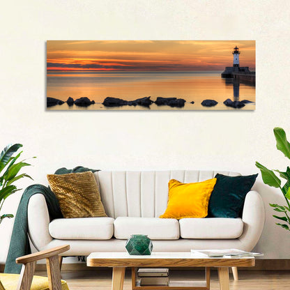 Duluth North Pier Lighthouse Sunset Wall Art
