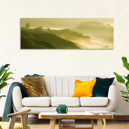 Tea Plantation Morning Mist Wall Art