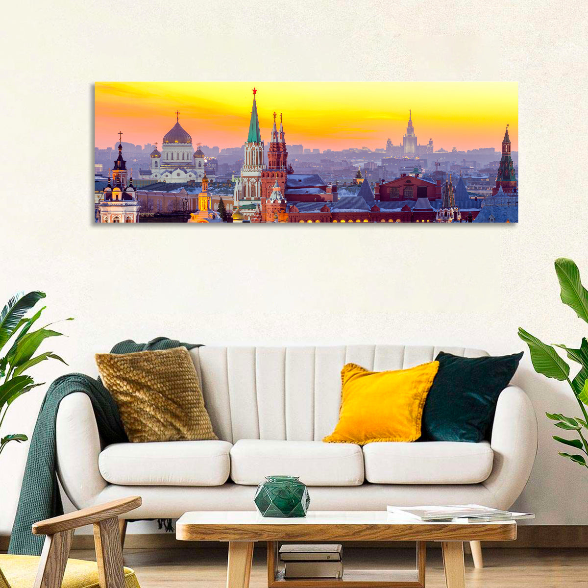 Moscow Kremlin at Golden Hour Wall Art in a room, panoramic