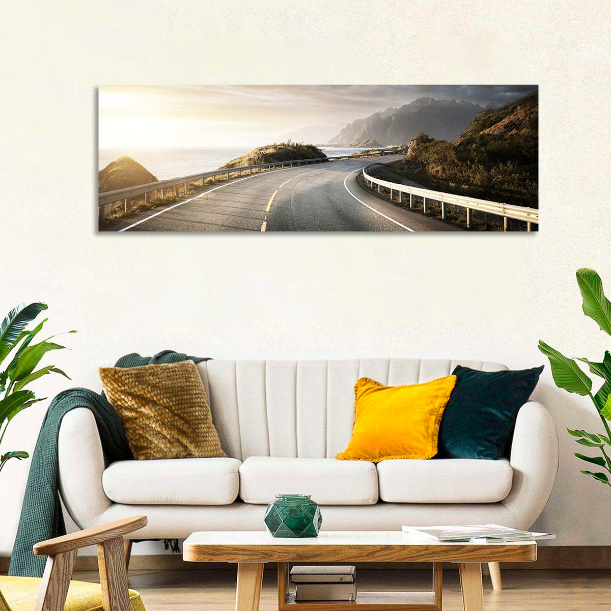 Golden Sunrise Coastal Road Wall Art