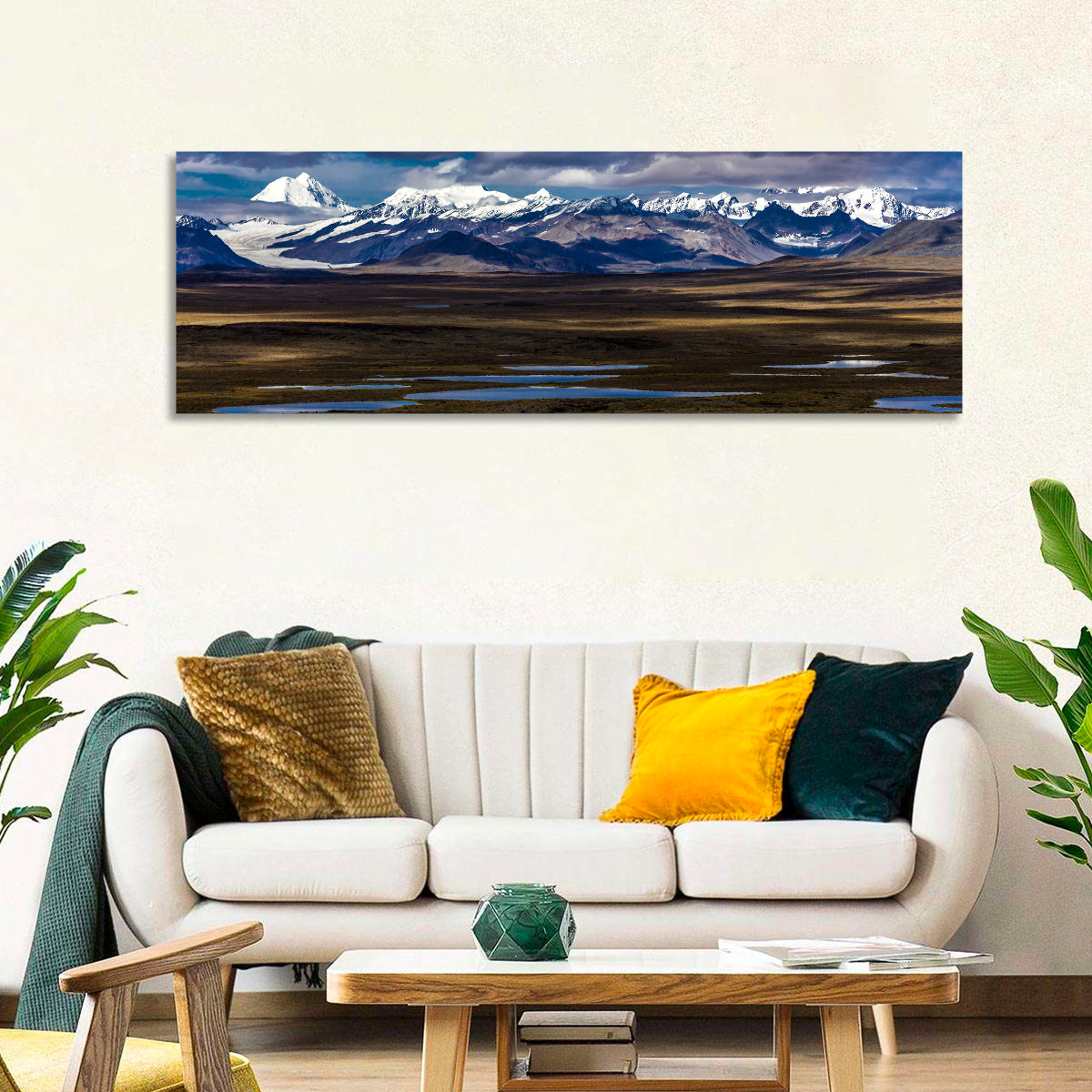 Mount Hess and Mount Debora with Wetlands Wall Art in a room, panoramic