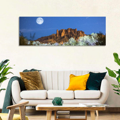 Moonlit Superstition Mountains Arizona Wall Art
