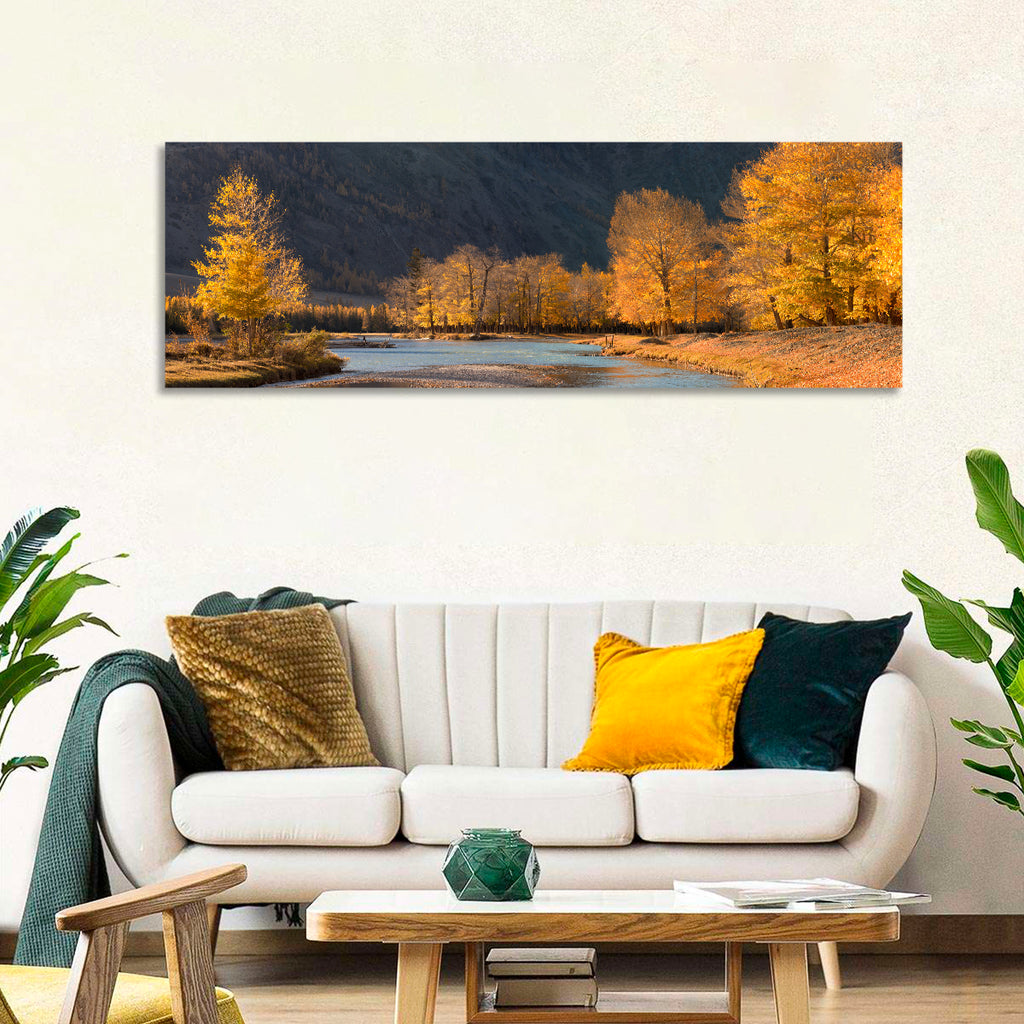 Autumn River Through Golden Forest Wall Art