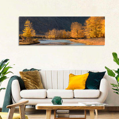 Autumn River Through Golden Forest Wall Art