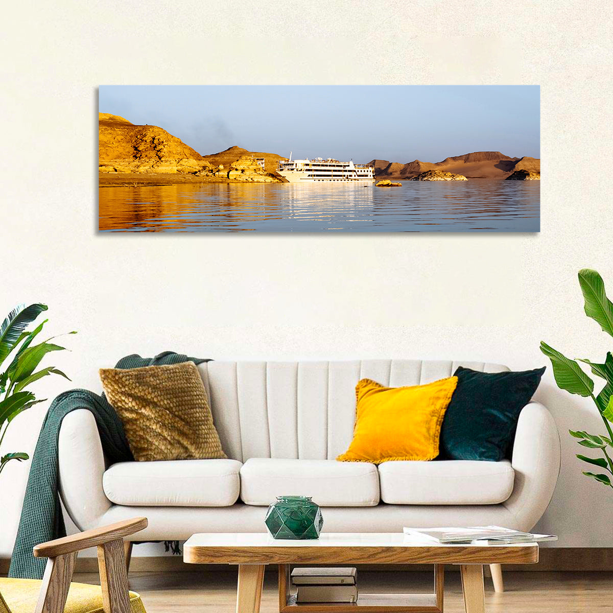 Lake Nasser Cruise Ship at Golden Hour Wall Art